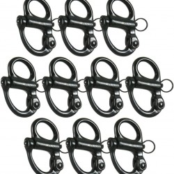 Fusion Climb Quick Release High Strength Snap Shackle 18KN Swedged Pull-Lock Mechanism Black 10-Pack