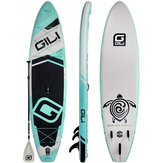 GILI Adventure Inflatable Stand Up Paddle Board: Lightweight, Durable Touring SUP: Wide & Stable Stance 11' or 12' Long x 32