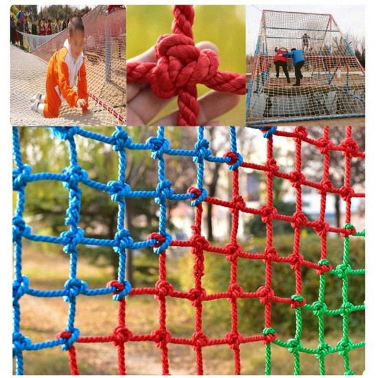 Color Rope Net Child Climbing Training Rope Net Indoor and Outdoor Climbing Net High Altitude Anti-Fall Net Restaurant Ceiling Decoration Net Truck Freight Trailer Network